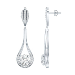 Certified Lab Grown Diamond Long Dangle Earrings