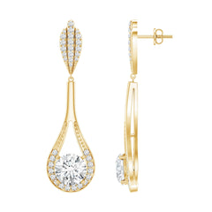 Certified Lab Grown Diamond Long Dangle Earrings