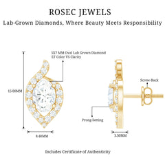 Certified 5X7 MM Oval Lab Grown Diamond Stud Earrings For Women
