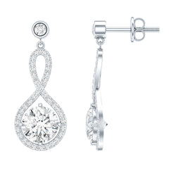 6 MM Lab Grown Diamond Infinity Dangle Earrings For Women