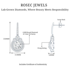 Certified Lab Grown Diamond Bridal Wedding Drop Earrings