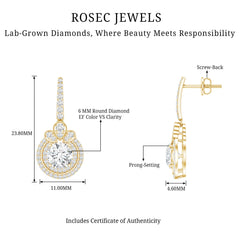 Certified Lab Grown Diamond Bridal Wedding Drop Earrings