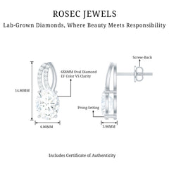 6X8 MM Oval Lab Grown Diamond Designer Studs For Women