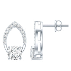 Certified 5 MM Lab Grown Diamond Leaf Stud Earrings