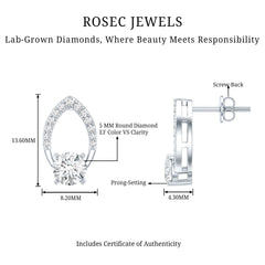 Certified 5 MM Lab Grown Diamond Leaf Stud Earrings