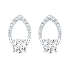 Certified 5 MM Lab Grown Diamond Leaf Stud Earrings