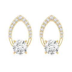 Certified 5 MM Lab Grown Diamond Leaf Stud Earrings