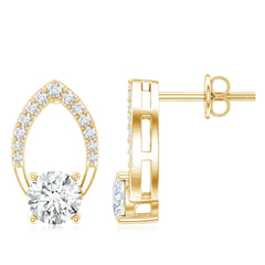Certified 5 MM Lab Grown Diamond Leaf Stud Earrings