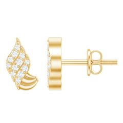 Certified Lab Grown Diamond Leaf Stud Earrings With Screw Back