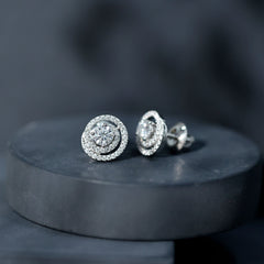 Lab Grown Diamond Swirl Stud Earrings With Screw Back