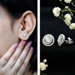 Lab Grown Diamond Swirl Stud Earrings With Screw Back