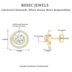 Lab Grown Diamond Swirl Stud Earrings With Screw Back