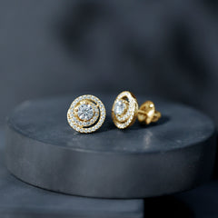 Lab Grown Diamond Swirl Stud Earrings With Screw Back