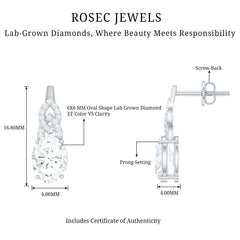 6X8 MM Oval Lab Grown Diamond Designer Stud Earrings