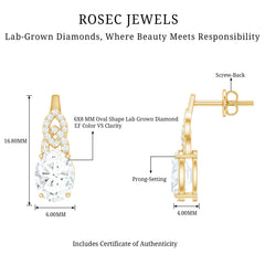 6X8 MM Oval Lab Grown Diamond Designer Stud Earrings