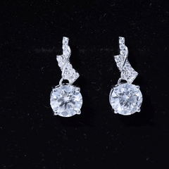 Certified Lab 8 mm Round Diamond Designer Drop Earrings