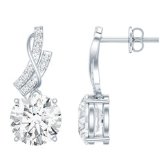 Certified Lab 8 mm Round Diamond Designer Drop Earrings