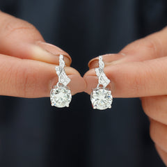 Certified Lab 8 mm Round Diamond Designer Drop Earrings