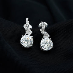 Certified Lab 8 mm Round Diamond Designer Drop Earrings