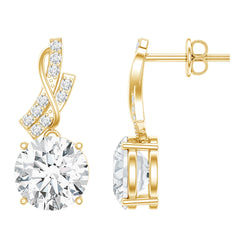 Certified Lab 8 mm Round Diamond Designer Drop Earrings