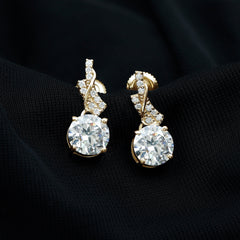 Certified Lab 8 mm Round Diamond Designer Drop Earrings