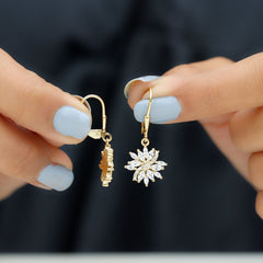 Lab Grown Diamond Flower Hoop Earrings