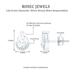 Certified Lab 5X7 MM Pear Diamond Designer Stud Earrings