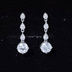 Certified Lab 7 MM Round Diamond Dangle Chain Earrings