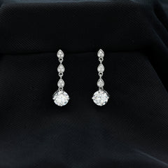 Certified Lab 7 MM Round Diamond Dangle Chain Earrings