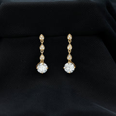Certified Lab 7 MM Round Diamond Dangle Chain Earrings