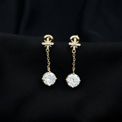 Certified 8 MM Round Lab Grown Diamond Flower Dangle Earrings