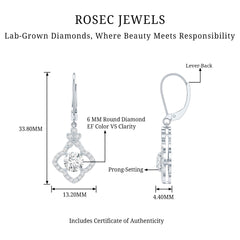 Certified Lab 6MM Round Diamond Flower Drop Earrings