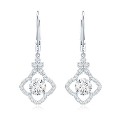 Certified Lab 6MM Round Diamond Flower Drop Earrings