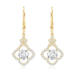 Certified Lab 6MM Round Diamond Flower Drop Earrings