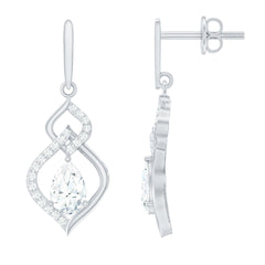 Certified Lab 4X6 MM Pear Shaped Diamond Drop Bridal Earrings