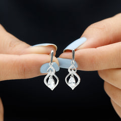 Certified Lab 4X6 MM Pear Shaped Diamond Drop Bridal Earrings