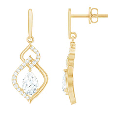 Certified Lab 4X6 MM Pear Shaped Diamond Drop Bridal Earrings