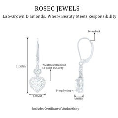 Certified 7MM Lab Grown Diamond Heart Drop Earrings