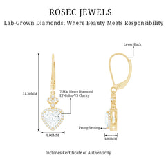 Certified 7MM Lab Grown Diamond Heart Drop Earrings