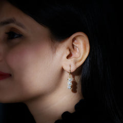 Certified Lab Grown Diamond 3 Stone Dangle Earrings