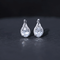 Certified 2 Carat Lab Grown Diamond Halo Designer Earrings