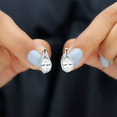 Certified 2 Carat Lab Grown Diamond Halo Designer Earrings