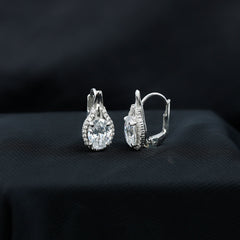 Certified 2 Carat Lab Grown Diamond Halo Designer Earrings