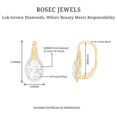 Certified 2 Carat Lab Grown Diamond Halo Designer Earrings