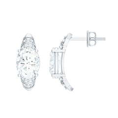 2 Carat Oval Lab Grown Diamond Vintage Style Stud Earrings