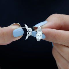2 Carat Oval Lab Grown Diamond Vintage Style Stud Earrings