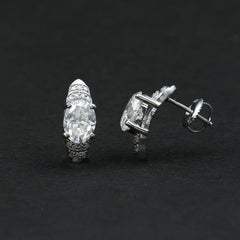 2 Carat Oval Lab Grown Diamond Vintage Style Stud Earrings