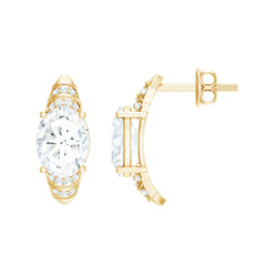 2 Carat Oval Lab Grown Diamond Vintage Style Stud Earrings