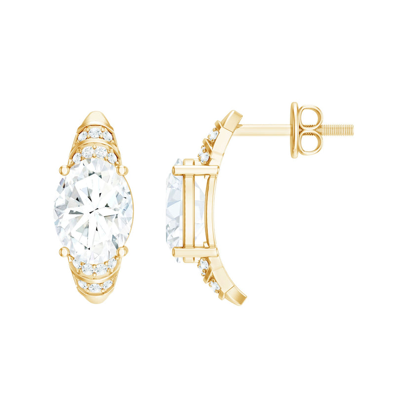 2 Carat Oval Lab Grown Diamond Vintage Style Stud Earrings
