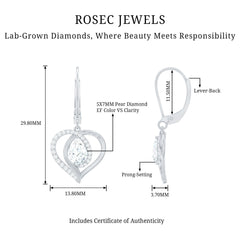 Certified 5X7MM Pear Lab Grown Diamond Heart Drop Earrings